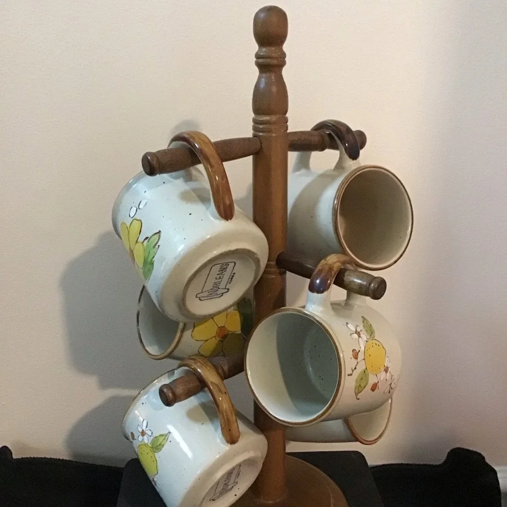 Norleans Korea Set of 6 Ceramic Mugs Yellow Flower Lemon‎ Design - Picture 2 of 8